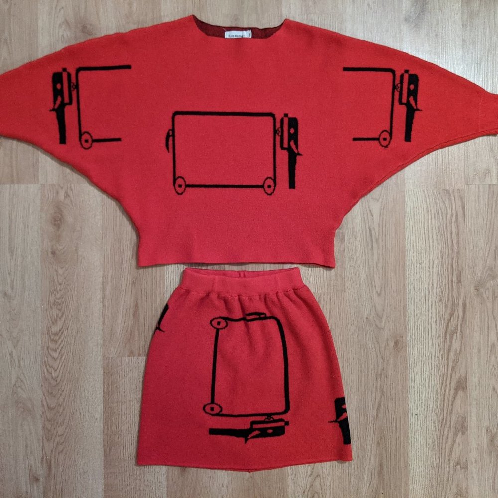 Kid Girl S 6 7 Red Sweater Skirt Set Dolman Sleeve